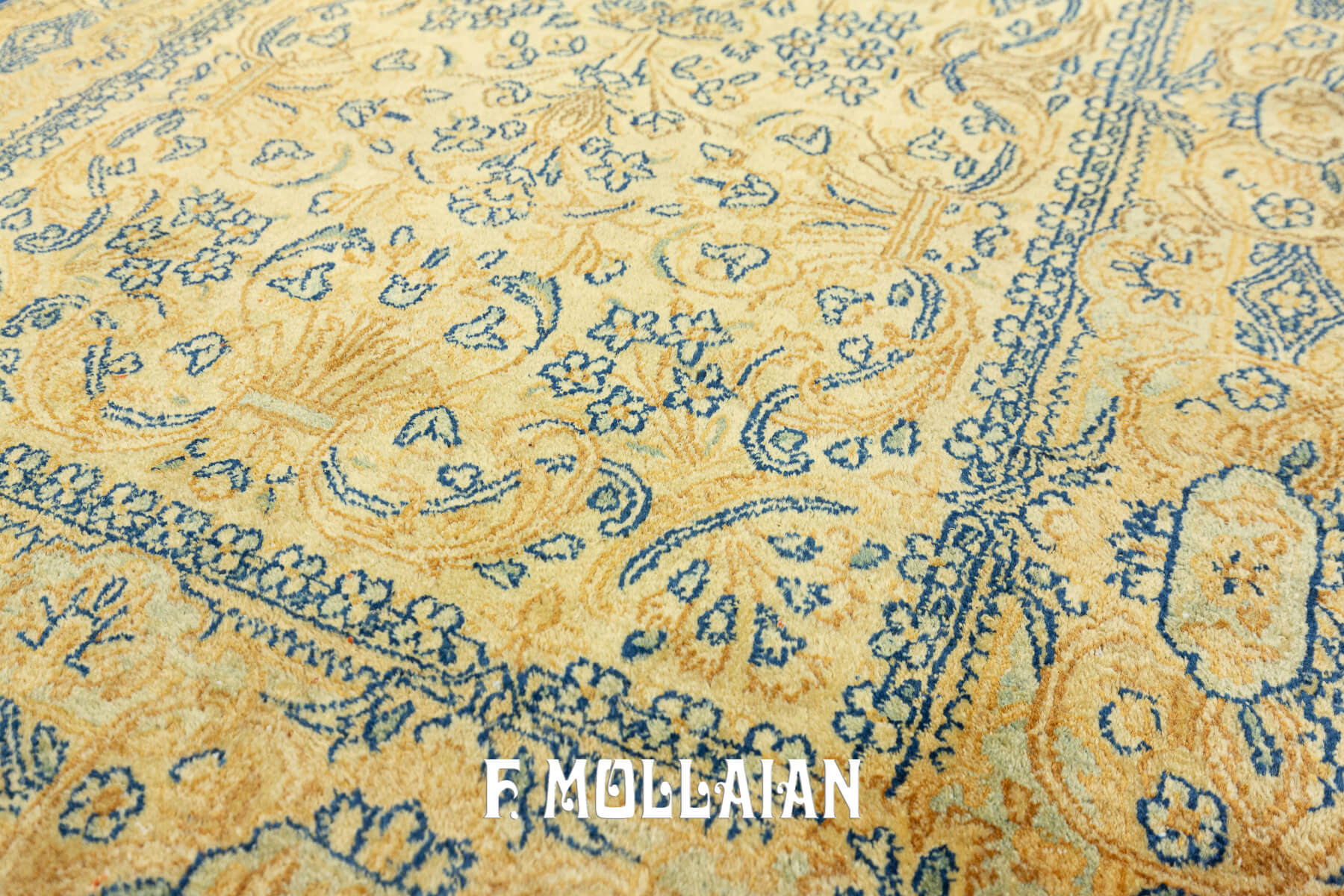 Tapis Persan Kerman Noué Main Couleur Crème-Beige n°:53203907