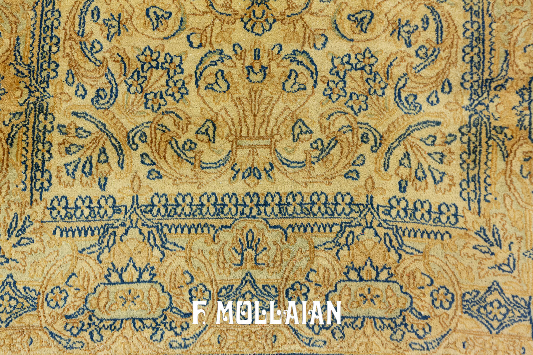 Tapis Persan Kerman Noué Main Couleur Crème-Beige n°:53203907