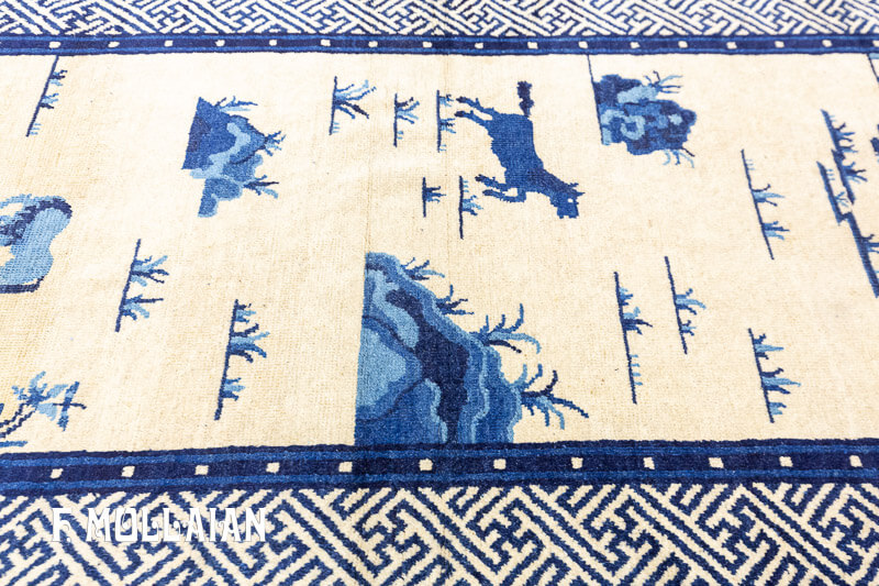 Antique Chinese Peking «Eight Horses (Bajun tu)» Runner Rug n°:53947737