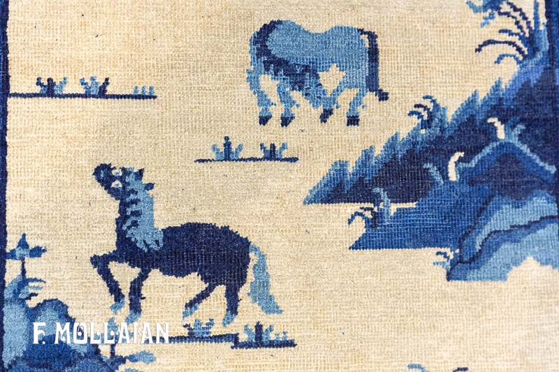 Antique Chinese Peking «Eight Horses (Bajun tu)» Runner Rug n°:53947737