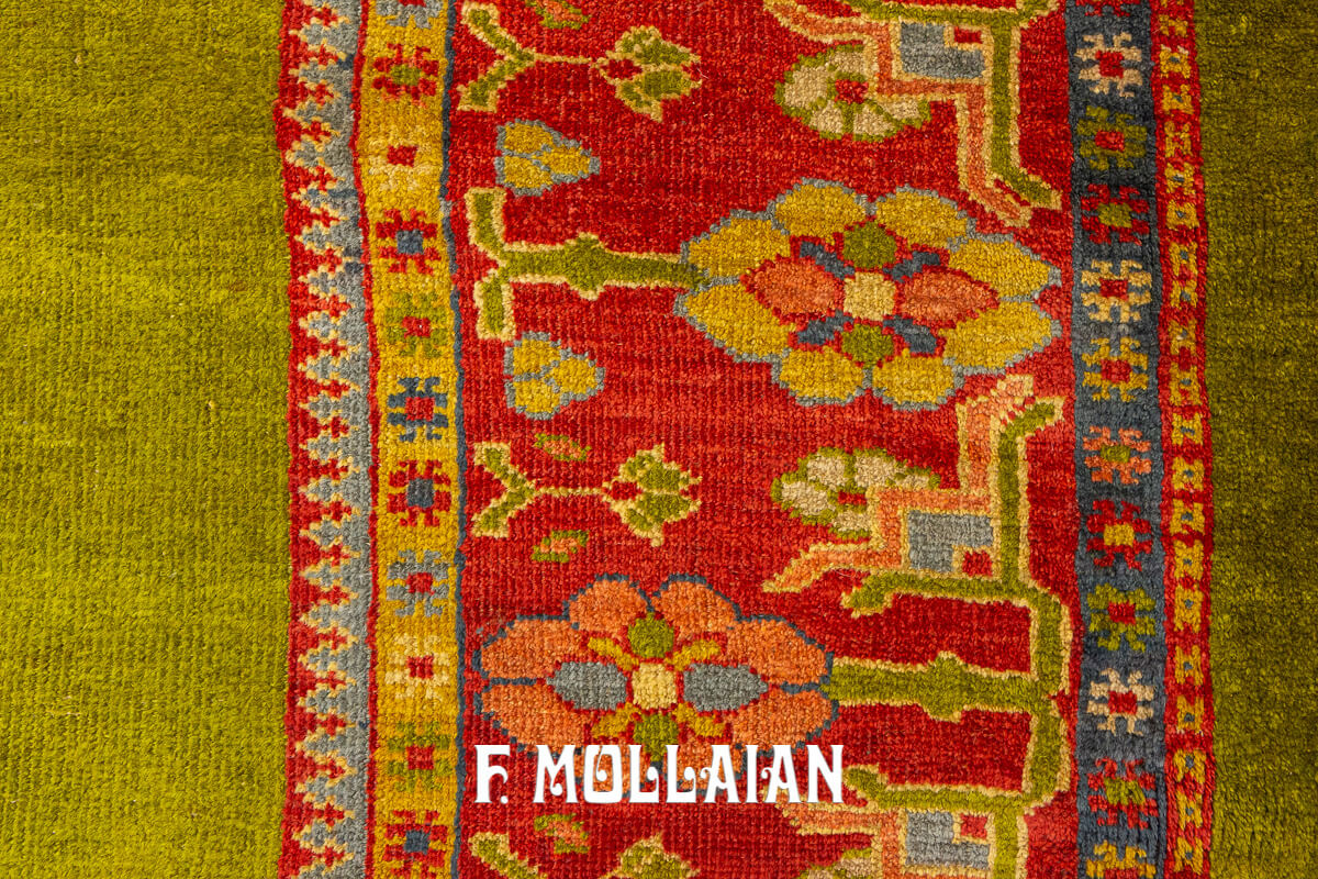 Mahal Zigler Carpet with Rare Open-Field Prayer Design and Green Wool n°:54329528