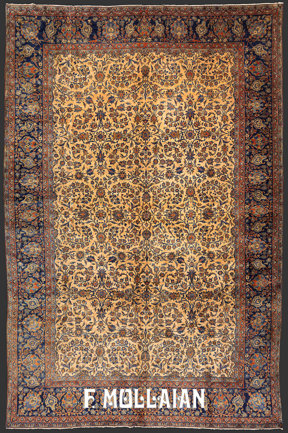 All-over Antique Persian Kashan Kurk Over-size Carpet n°:70729208