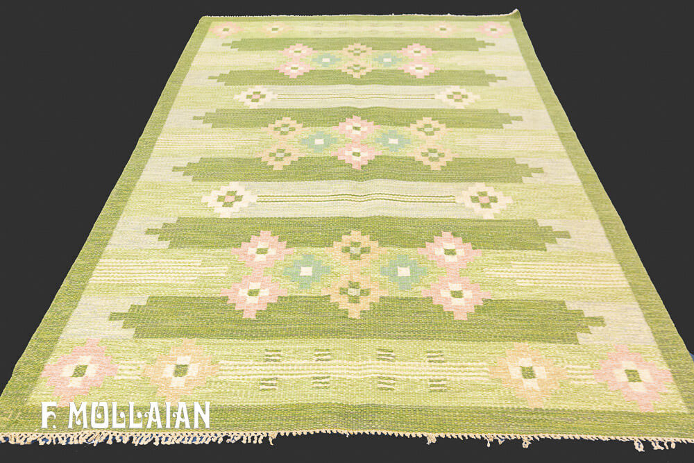Semi Antique Swedish Signed Kilim n°:71582660