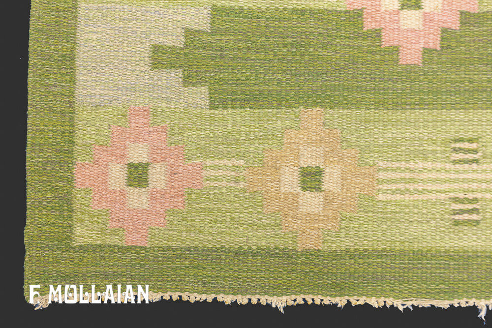 Semi Antique Swedish Signed Kilim n°:71582660