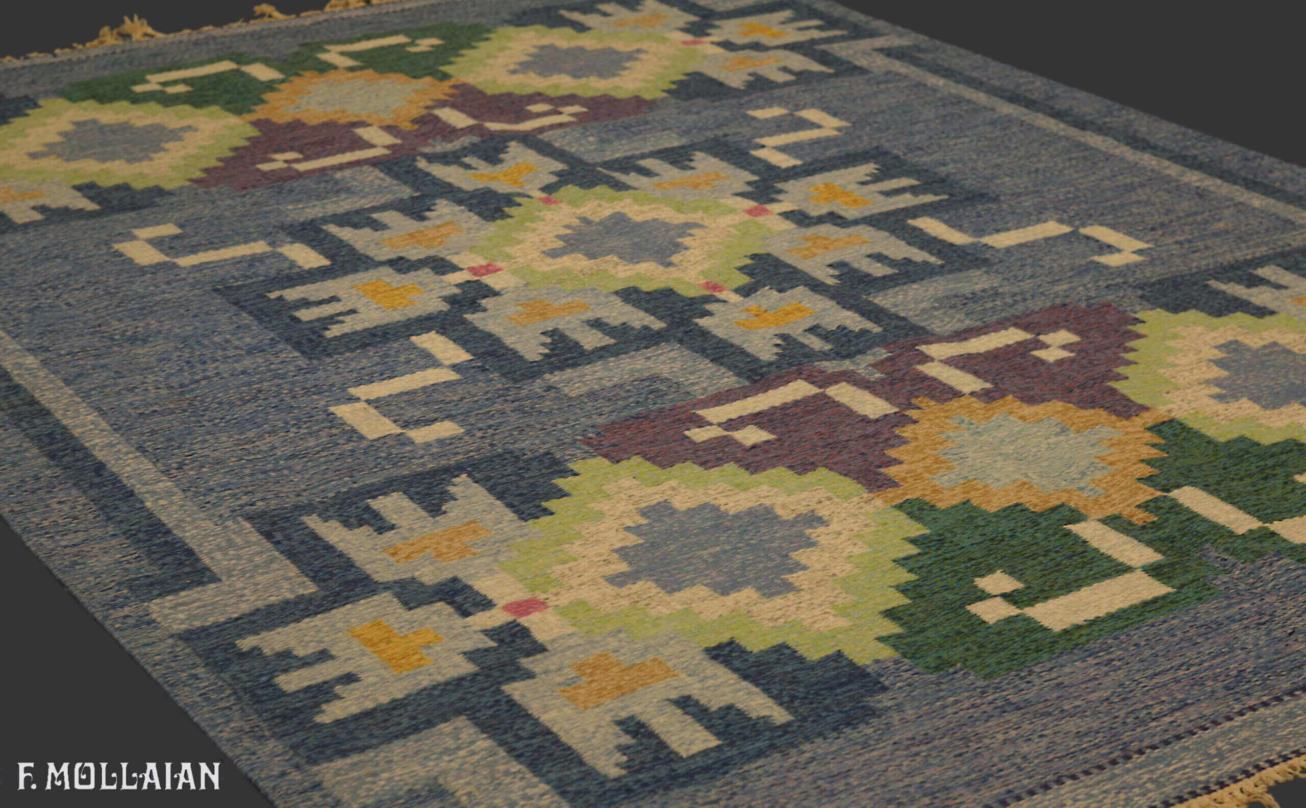 Semi-Antique Suédois Kilim n°:76021802