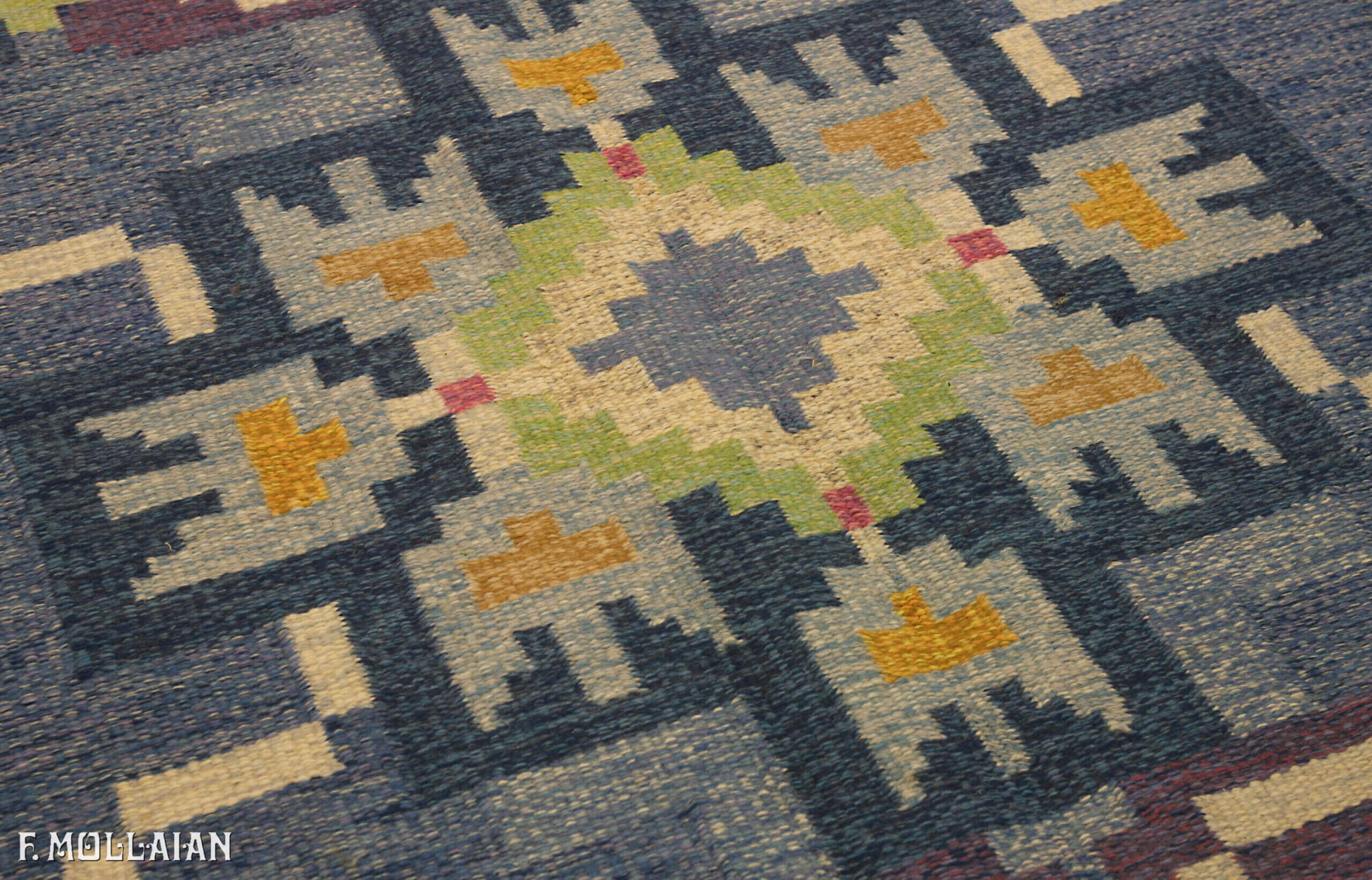 Semi-Antique Suédois Kilim n°:76021802