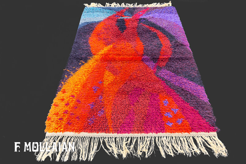 Vintage Swedish Rya Rug signed E.F.G.3 n°:78526621
