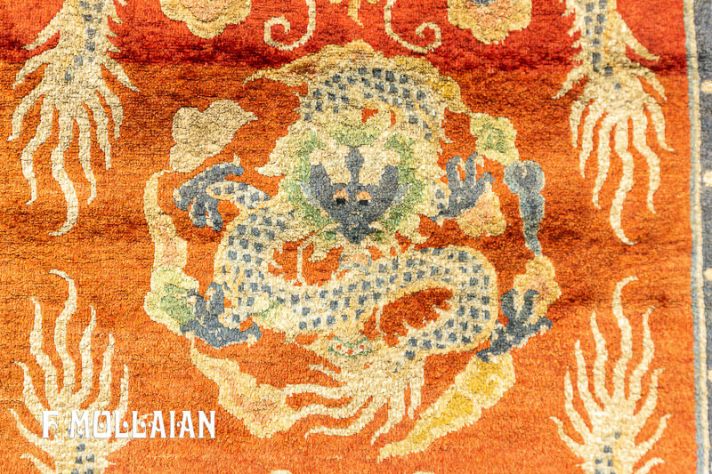 Antique Chinese Signed Silk Rug with Metal Thread n°:78623990