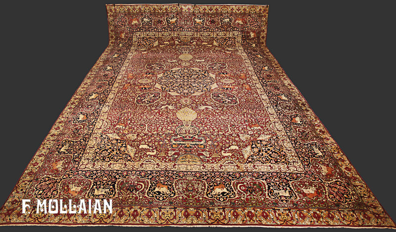 A Kerman Ravar Rug Massive Antique Persian n°:84621163