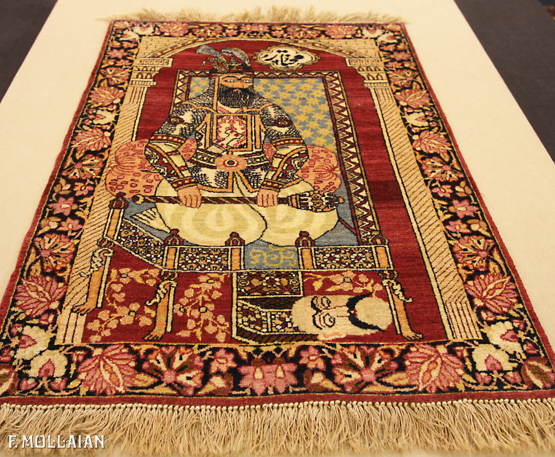 A Small Pictorial Antique Persian Kerman Ravar Rug n°:88368879
