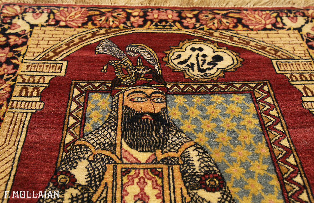 A Small Pictorial Antique Persian Kerman Ravar Rug n°:88368879