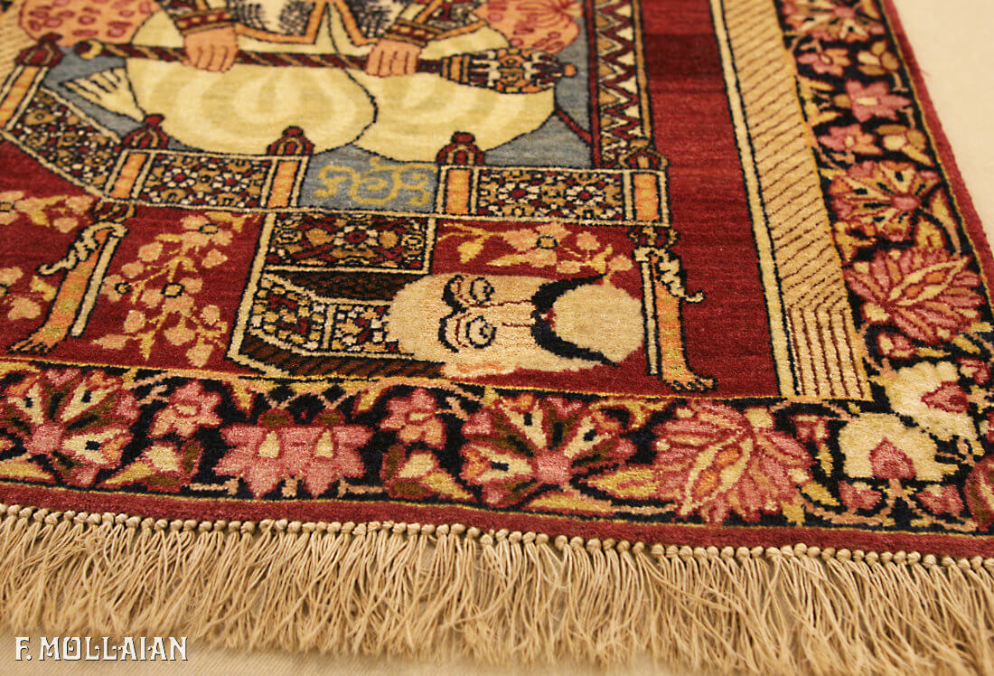 A Small Pictorial Antique Persian Kerman Ravar Rug n°:88368879