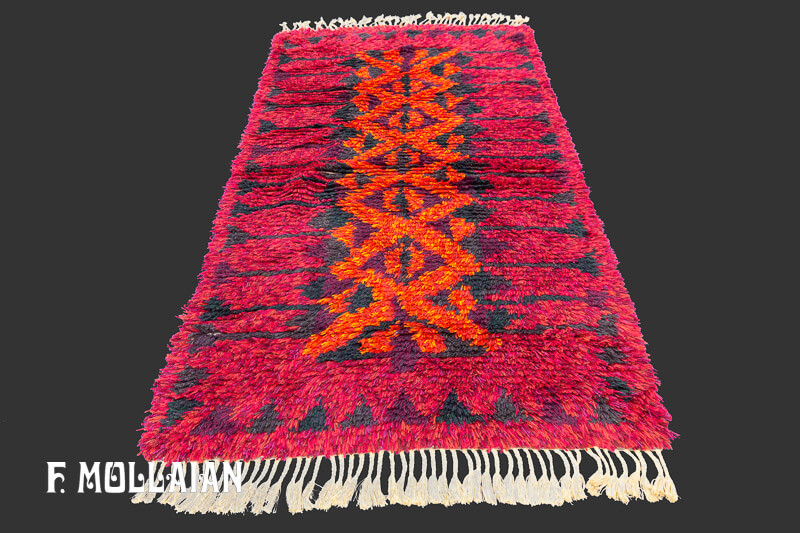 Vintage Swedish Rya Reddish Rug n°:90215146