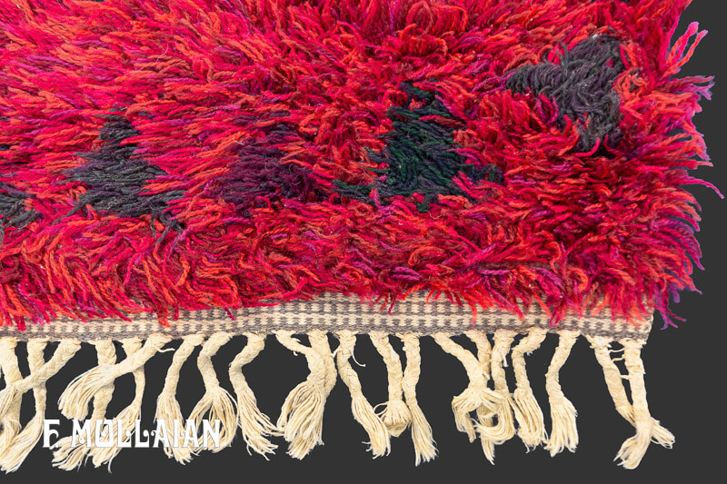 Vintage Swedish Rya Reddish Rug n°:90215146