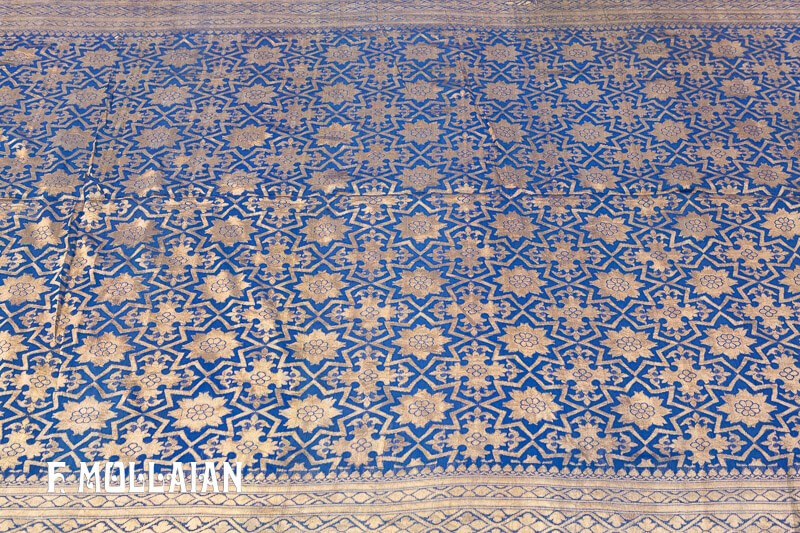 Antique Indian Long Silk Textile with Metal Thread n°:95805336