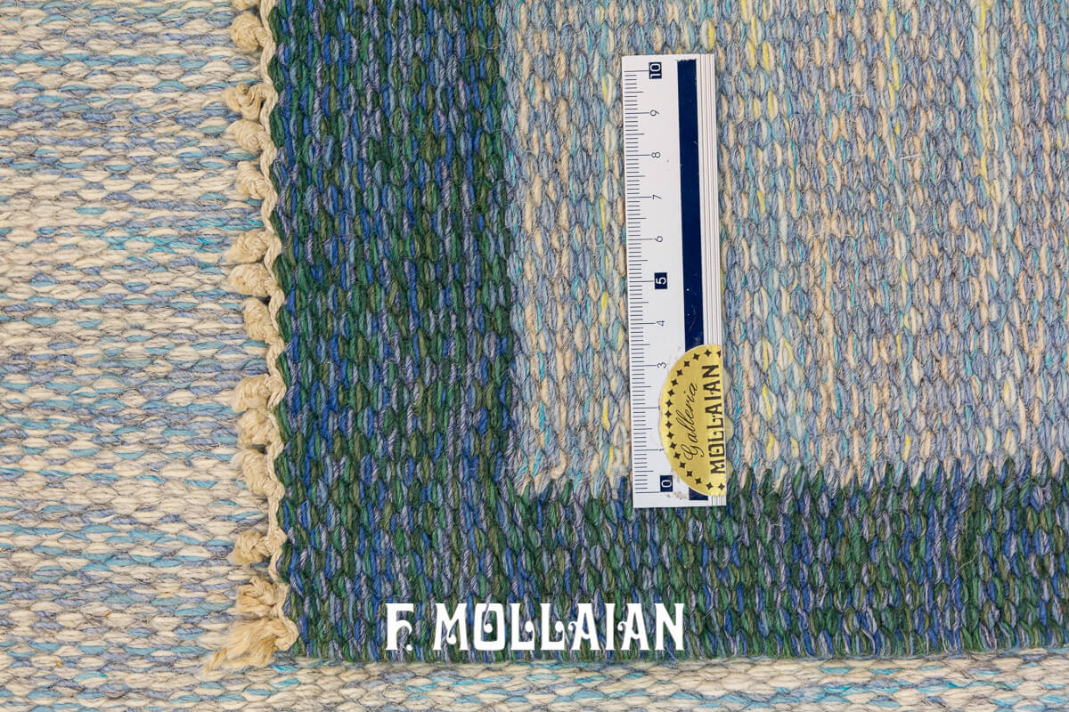 Scandinavian Rollakan Swedish Rug Blue Tone n°:172644