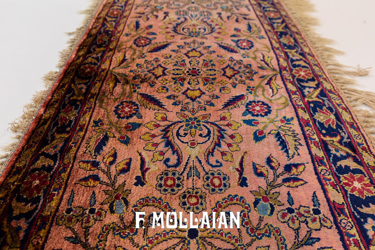 Antique Kashan Silk Rug Salmon Color n°:195794
