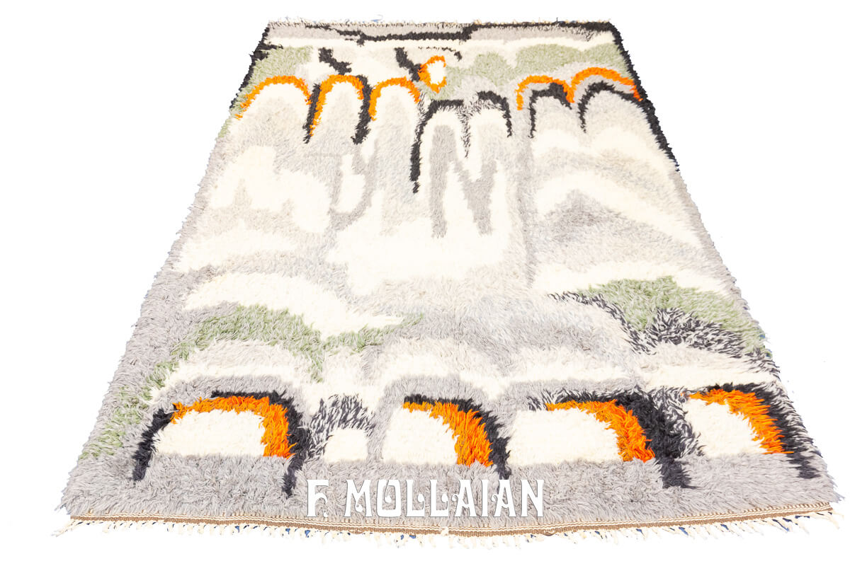 Rya Swedish Pile Rug White/Grey Color n°:204351