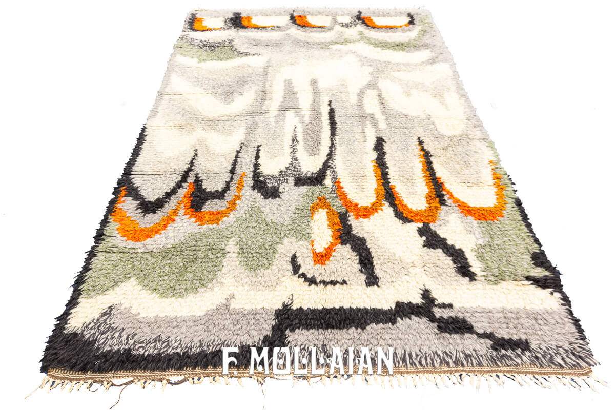 Rya Swedish Pile Rug White/Grey Color n°:204351