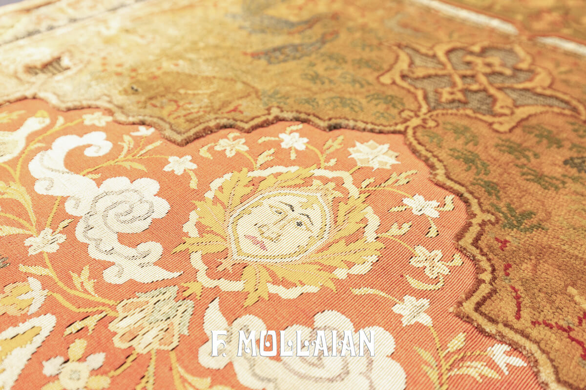 Turkish Qum Kapi Rug Extremely Fine (Silk and Metal) n°:207508