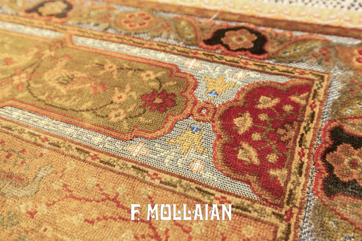 Turkish Qum Kapi Rug Extremely Fine (Silk and Metal) n°:207508