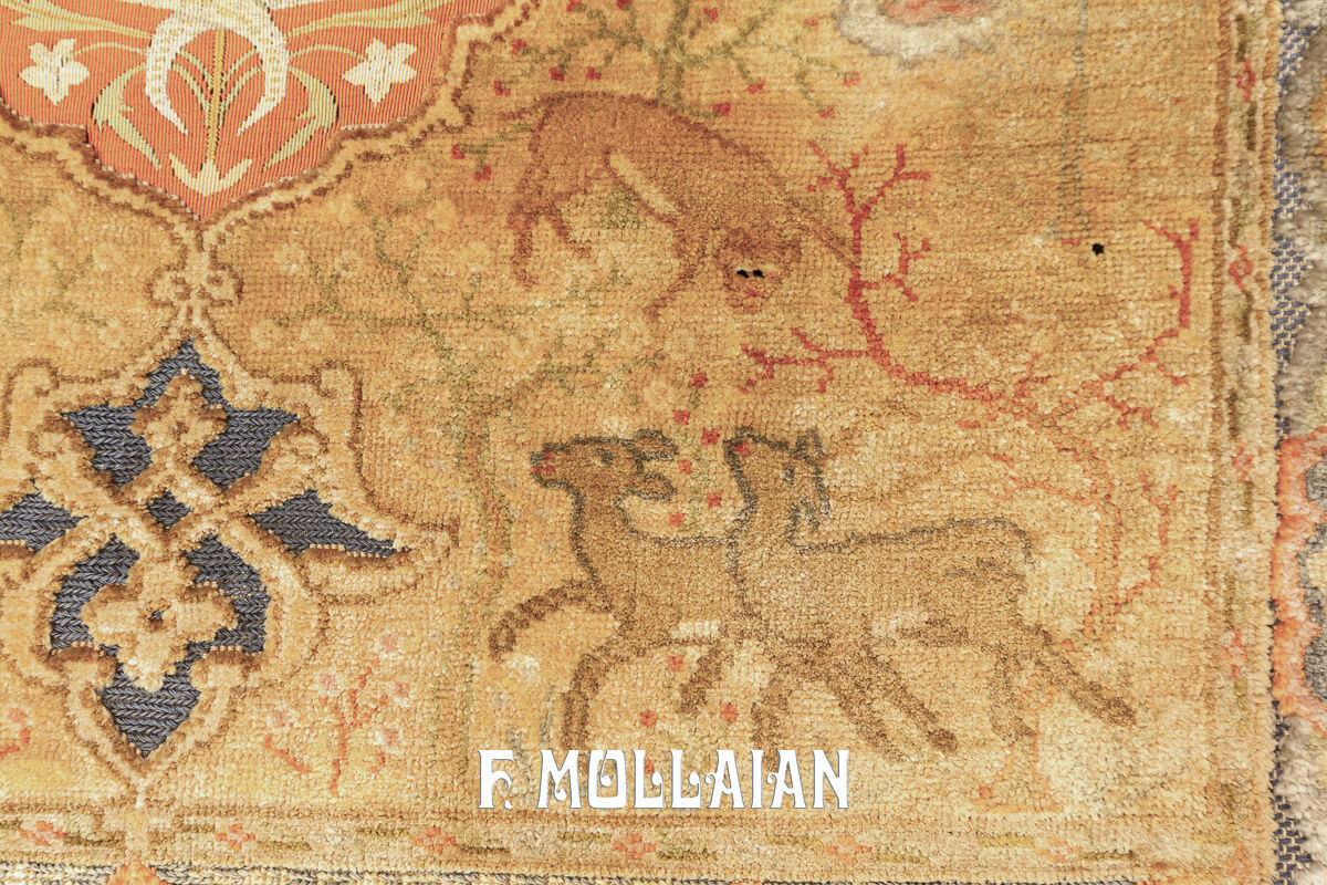 Turkish Qum Kapi Rug Extremely Fine (Silk and Metal) n°:207508