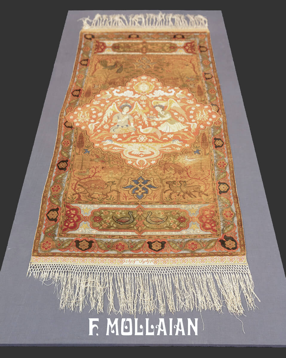 Turkish Qum Kapi Rug Extremely Fine (Silk and Metal) n°:207508