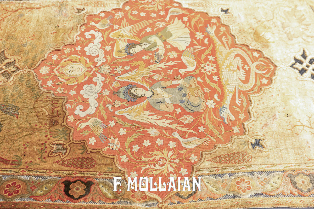 Turkish Qum Kapi Rug Extremely Fine (Silk and Metal) n°:207508
