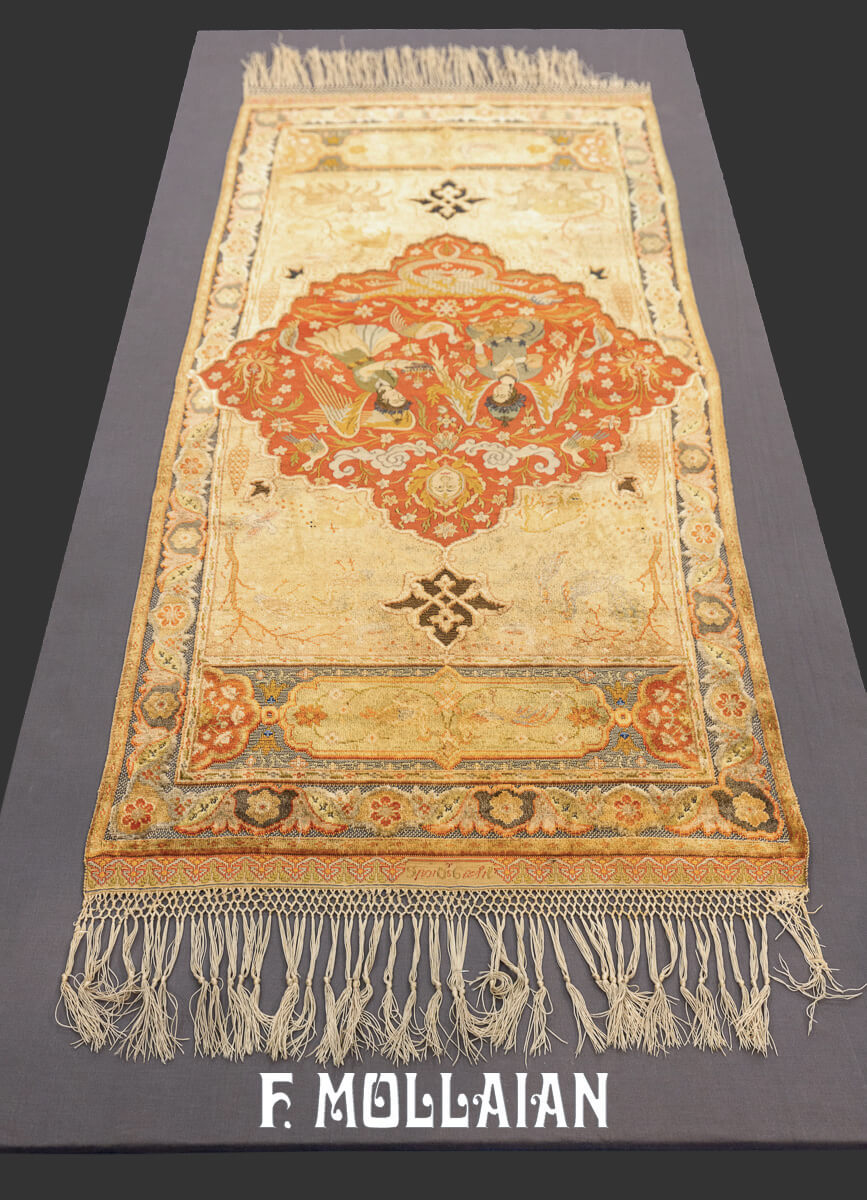 Turkish Qum Kapi Rug Extremely Fine (Silk and Metal) n°:207508