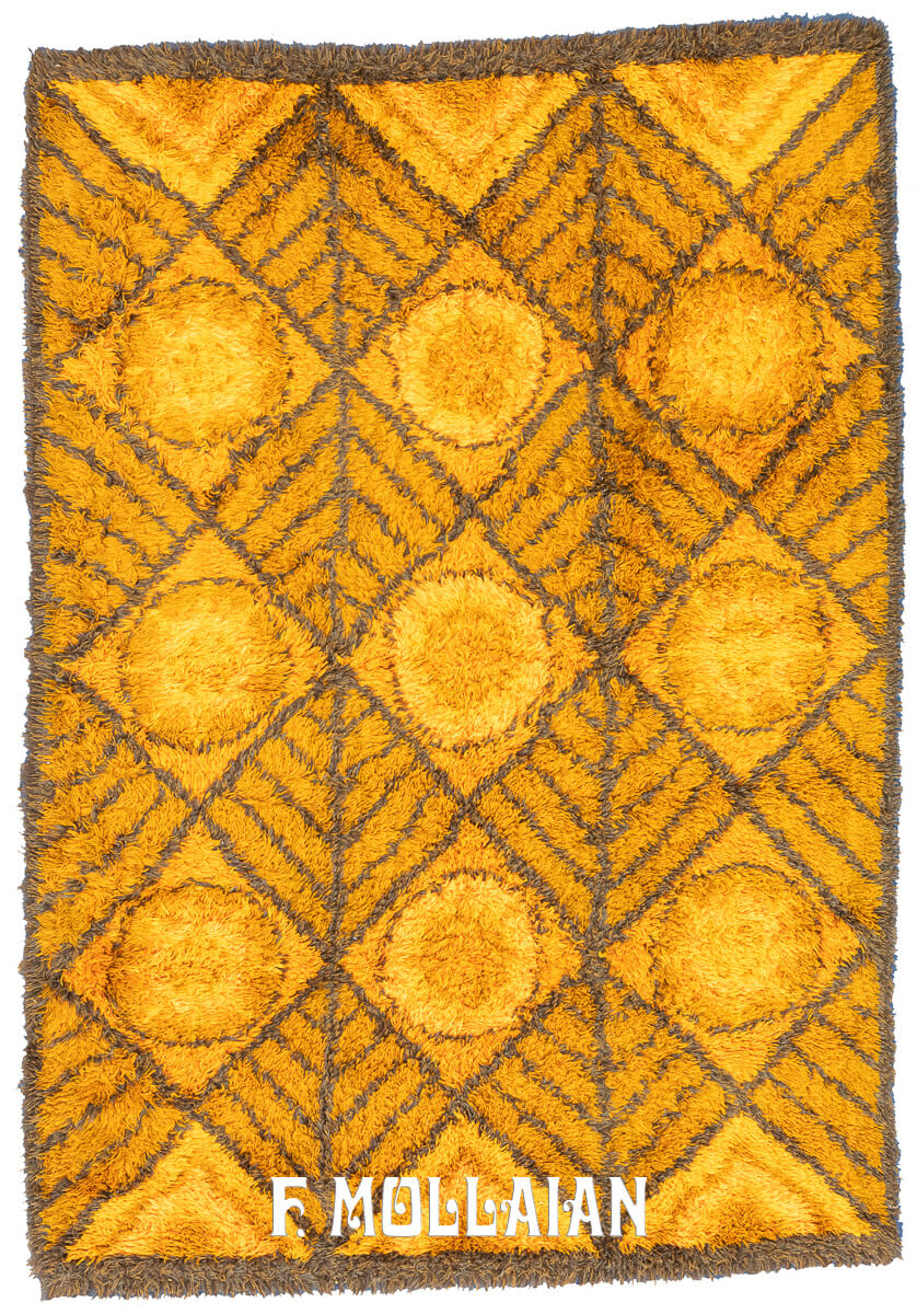 Rya Rug Scandinavian Gold/Brown Color n°:221235