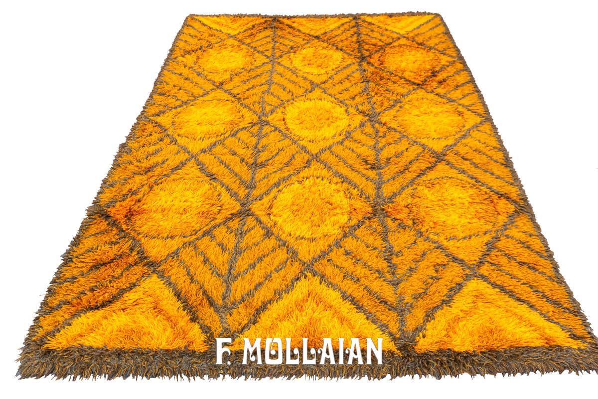 Tapis Scandinave Rya Couleur dorée/Marron n°:221235