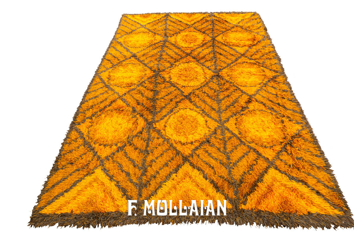 Tapis Scandinave Rya Couleur dorée/Marron n°:221235