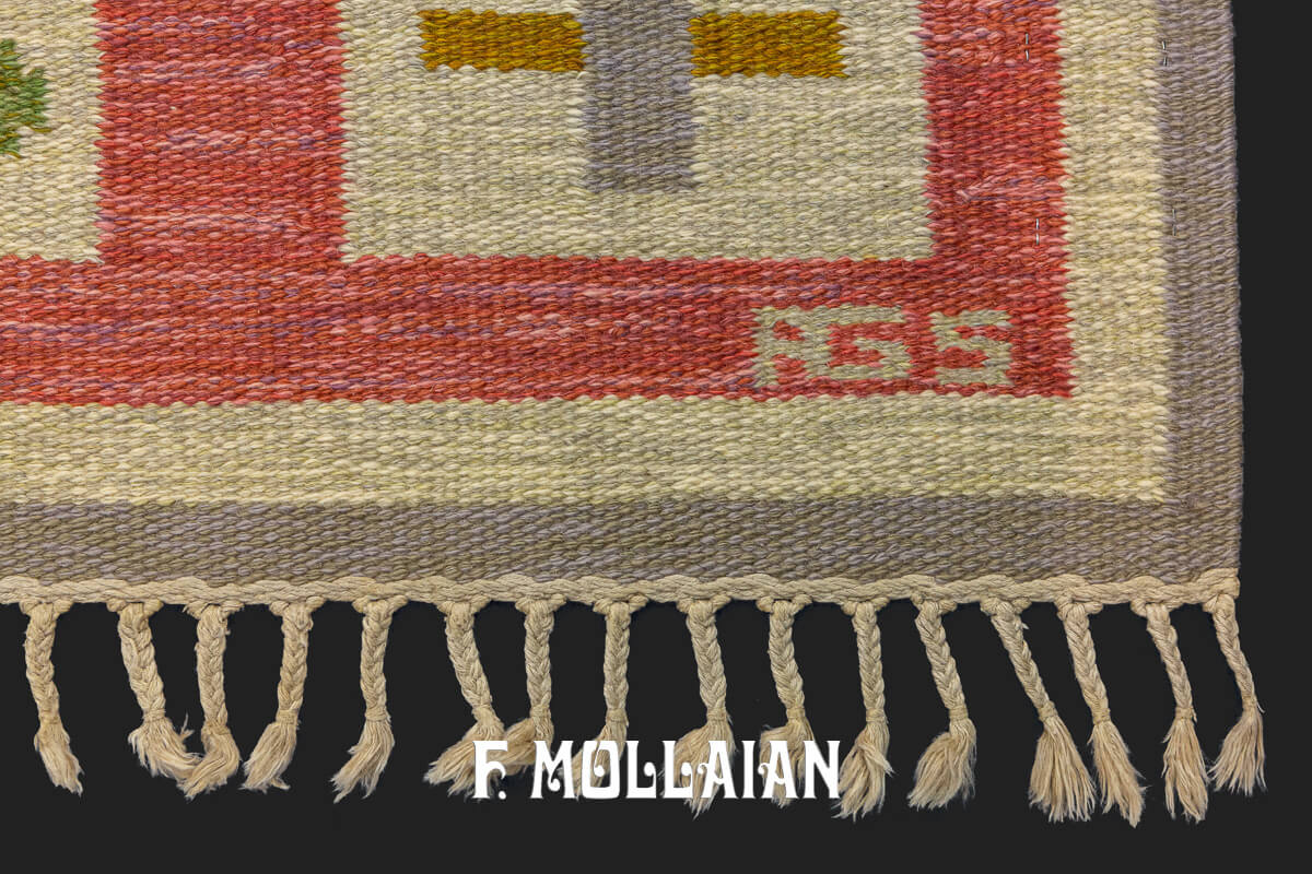 Scandinavian Rollakan Swedish Rug Beige/Pink Color n°:244398