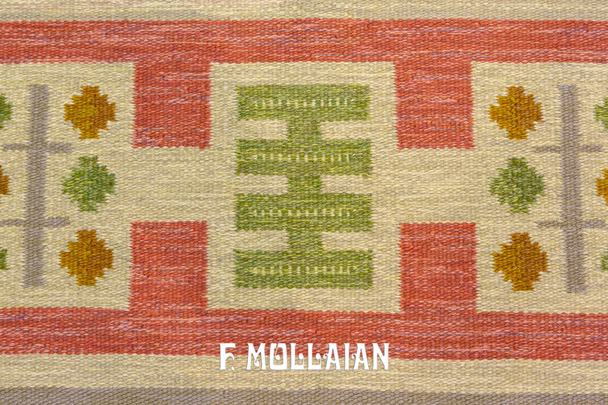 Scandinavian Rollakan Swedish Rug Beige/Pink Color n°:244398
