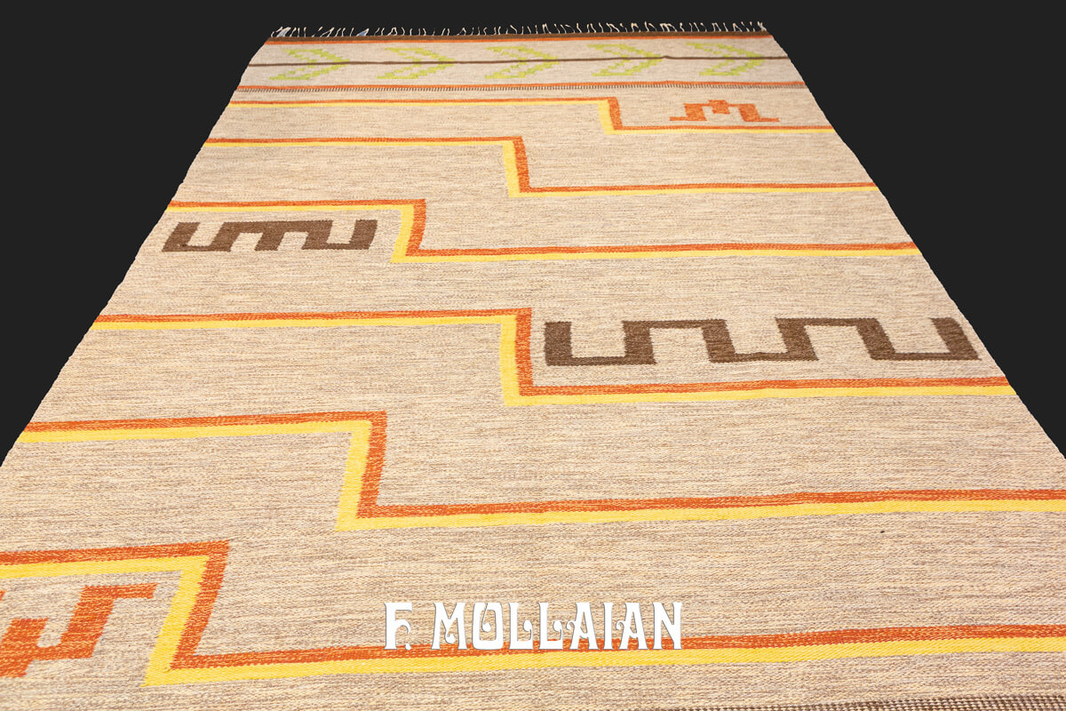 Scandinavian Rollakan Swedish Rug Cream/Brown n°:267412
