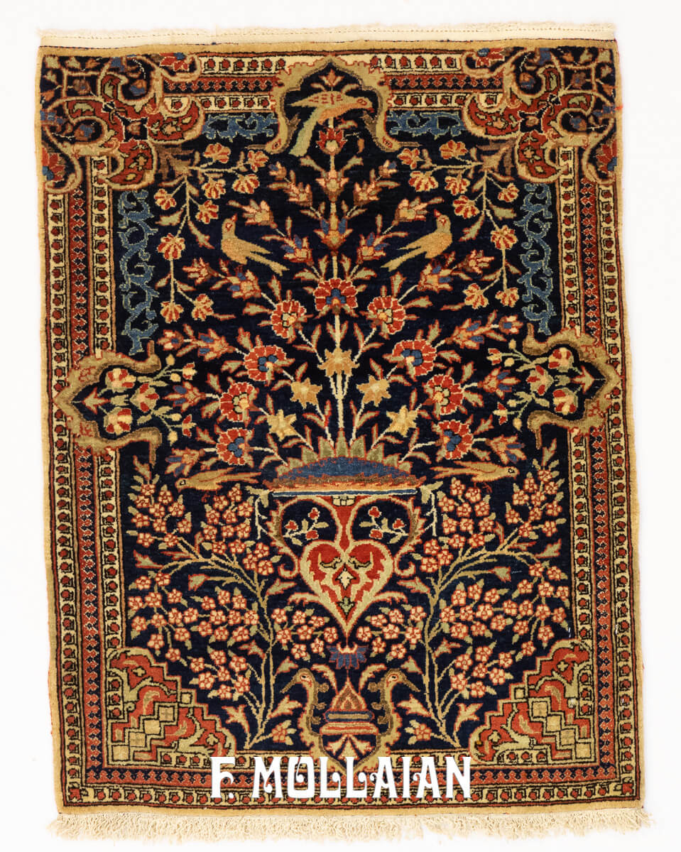 Kashan Mohtasham Rug Blue Tone Color n°:368173