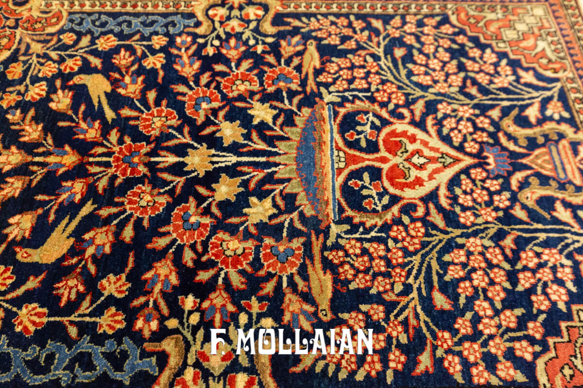 Kashan Mohtasham Rug Blue Tone Color n°:368173