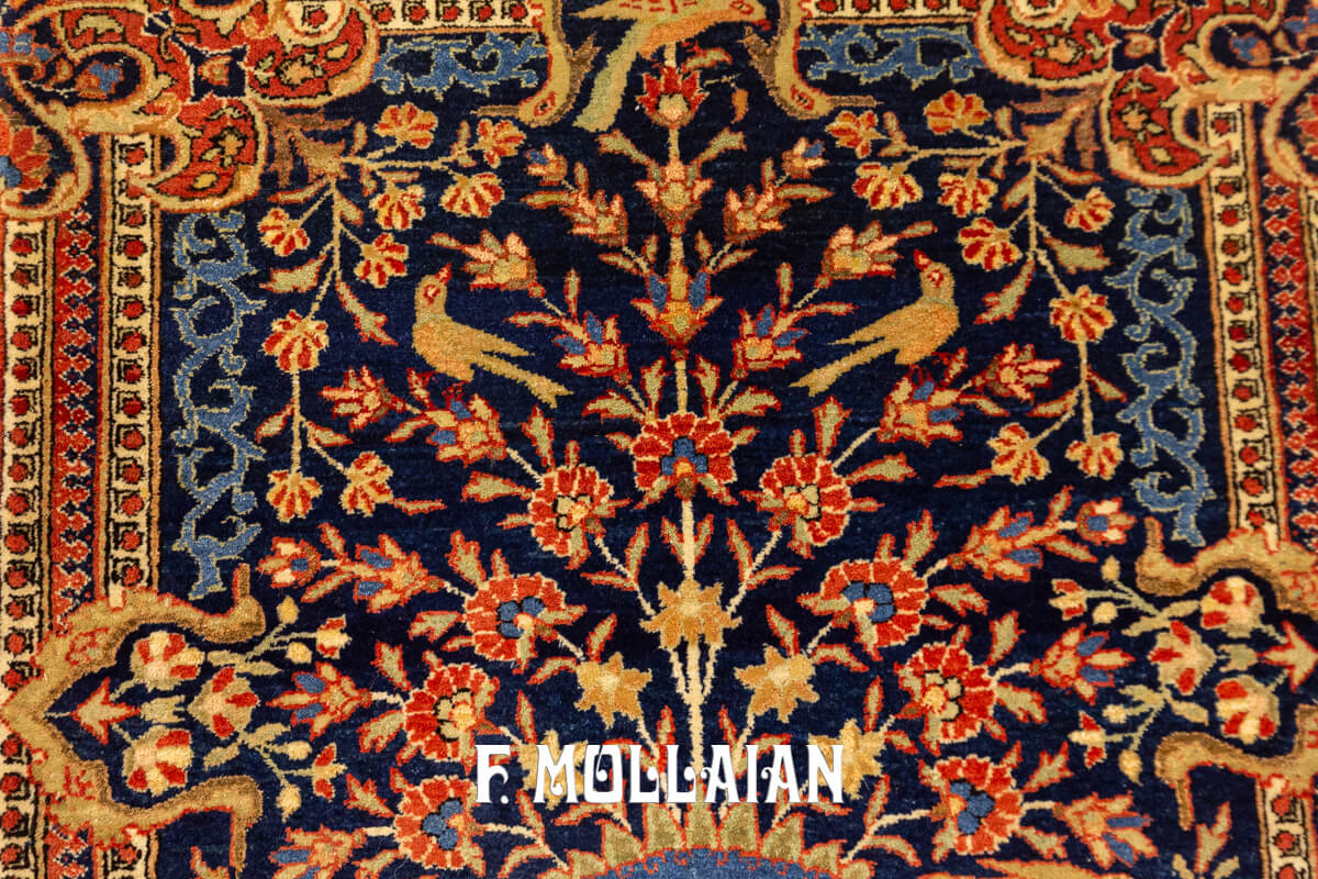Kashan Mohtasham Rug Blue Tone Color n°:368173