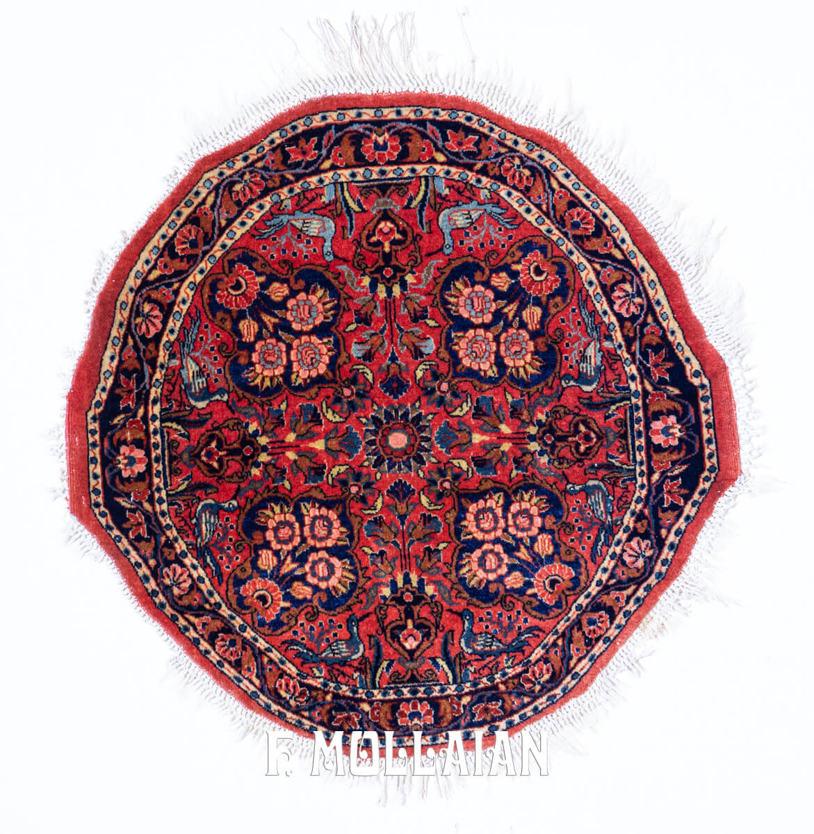Kashan Manchester Rug Round Rust/Red Color n°:478625