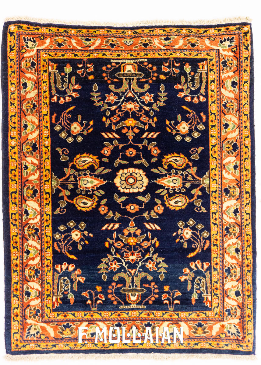Antique Sarouk Mohajeran rug Deep Blue n°:488797