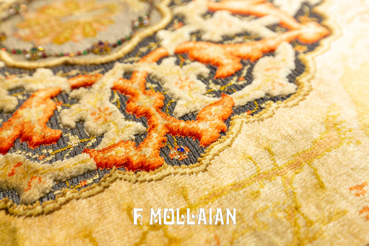 Qum Kapi Rug Extremely Fine Turkish Signed (Silk, Metal and Jewelry) — NOT FOR SALE
