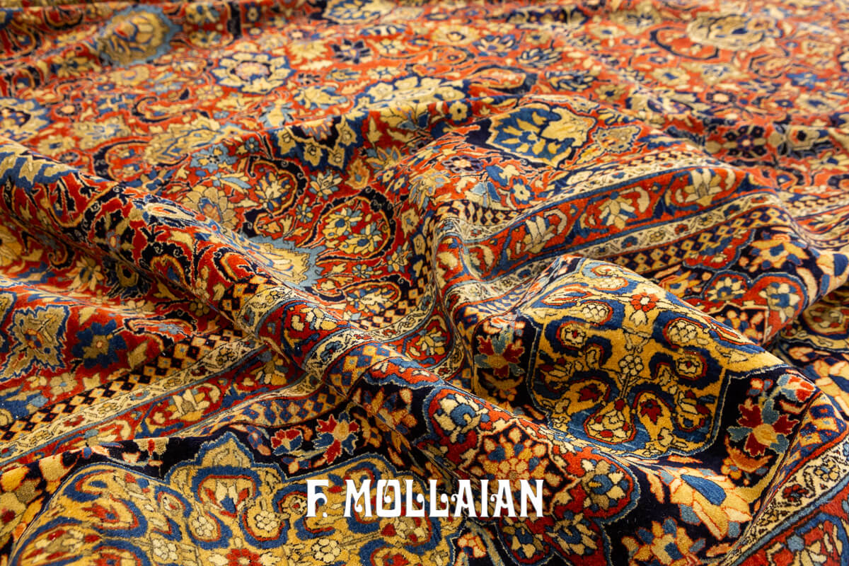 Kashan Mohtasham Antique Rug Rust/Red Color n°:60108315
