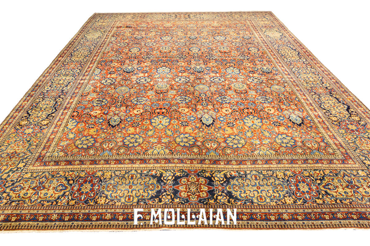 Kashan Mohtasham Antique Rug Rust/Red Color n°:60108315