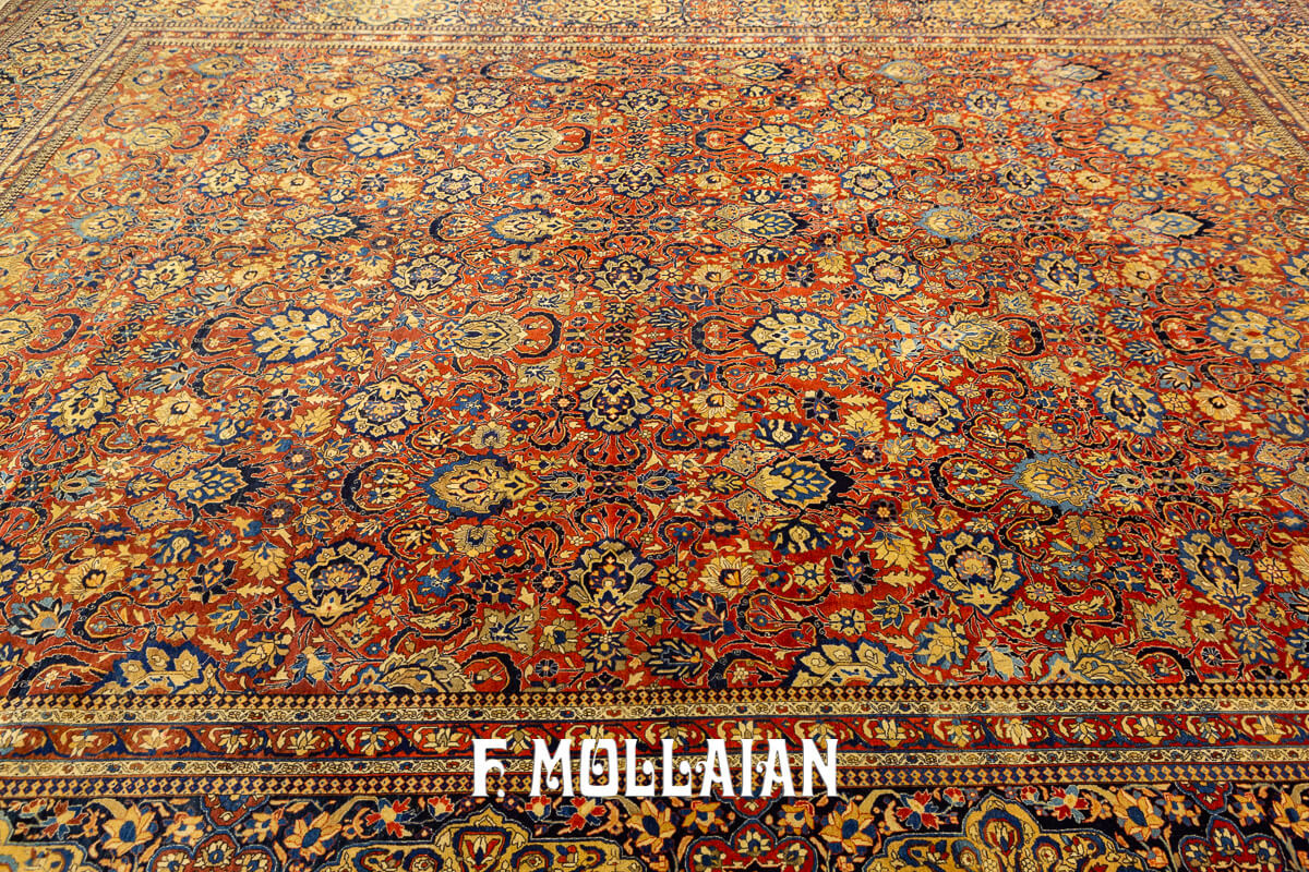 Kashan Mohtasham Antique Rug Rust/Red Color n°:60108315