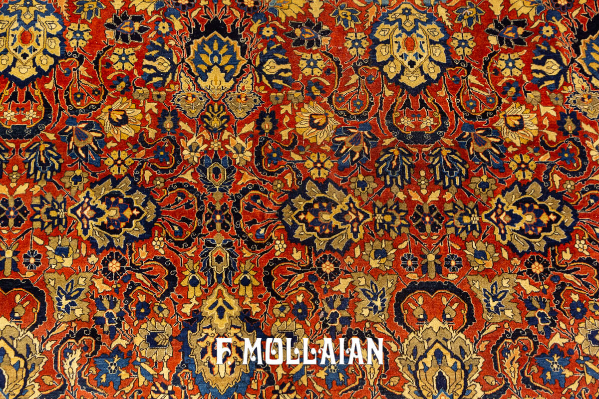 Kashan Mohtasham Antique Rug Rust/Red Color n°:60108315