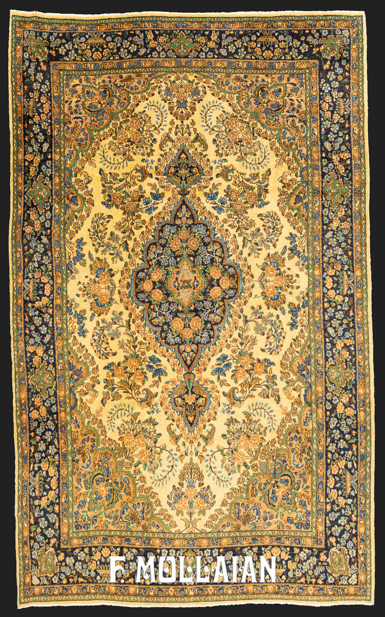 Antique Kerman Rug Beige Field Color n°:68383944