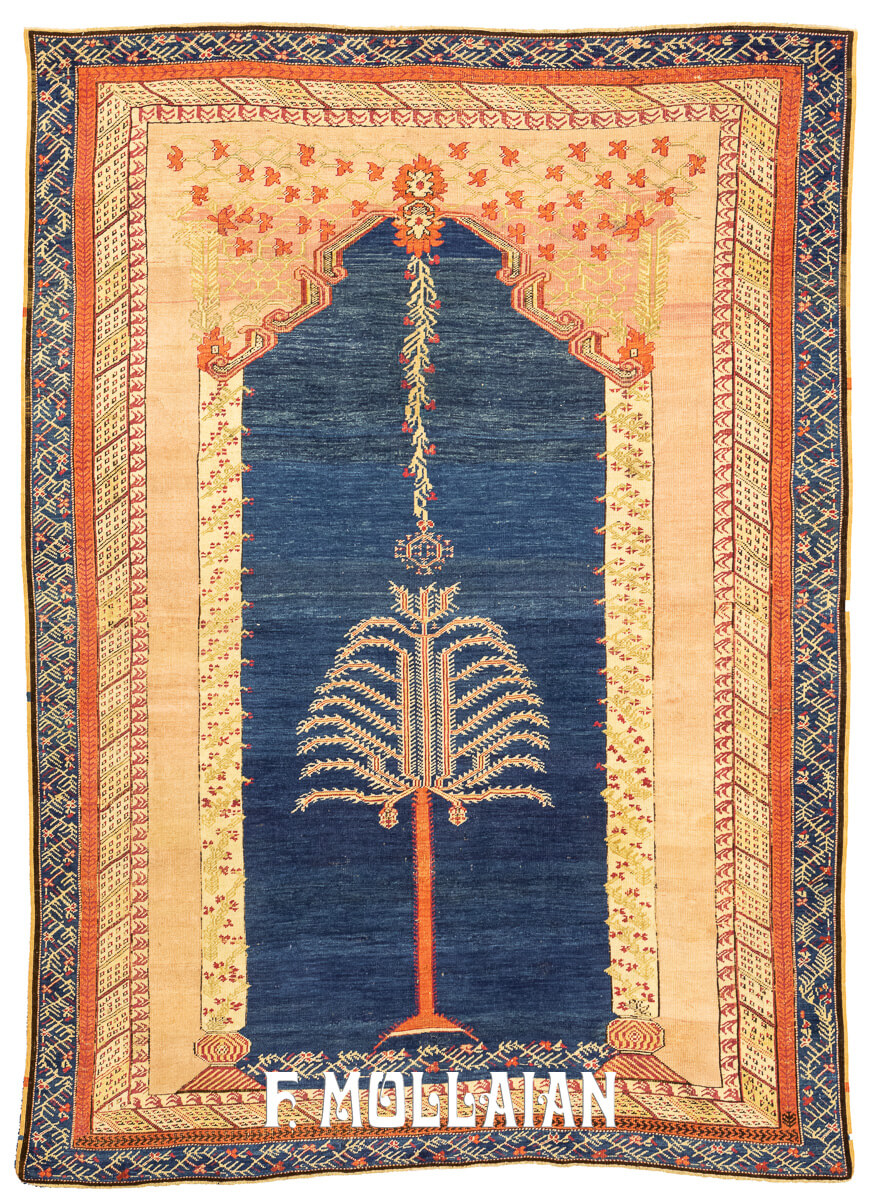 Antique Ghiordes Rug Blue Field n°:77085722