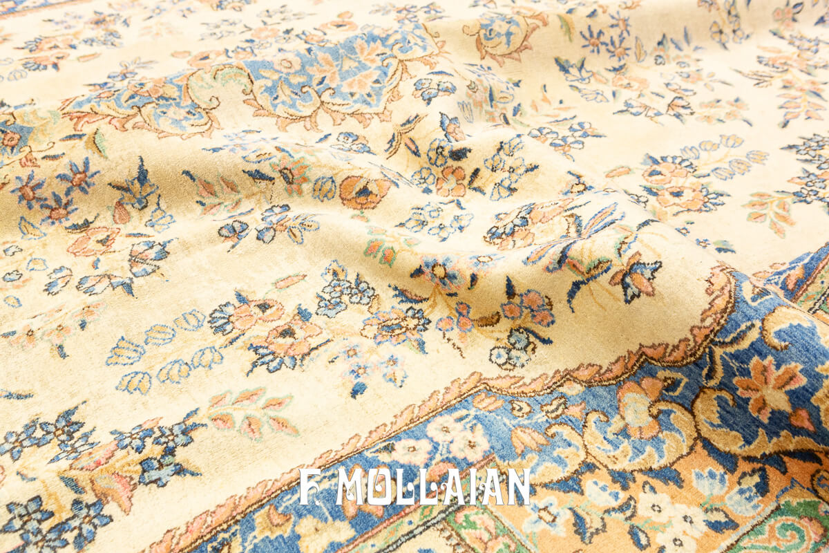 Tapis Kerman Couleur Beige/Bleu n°:88097563