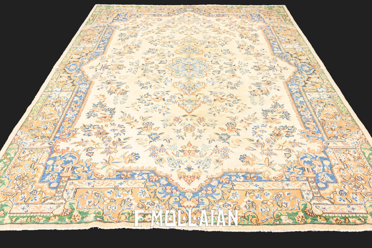 Tapis Kerman Couleur Beige/Bleu n°:88097563