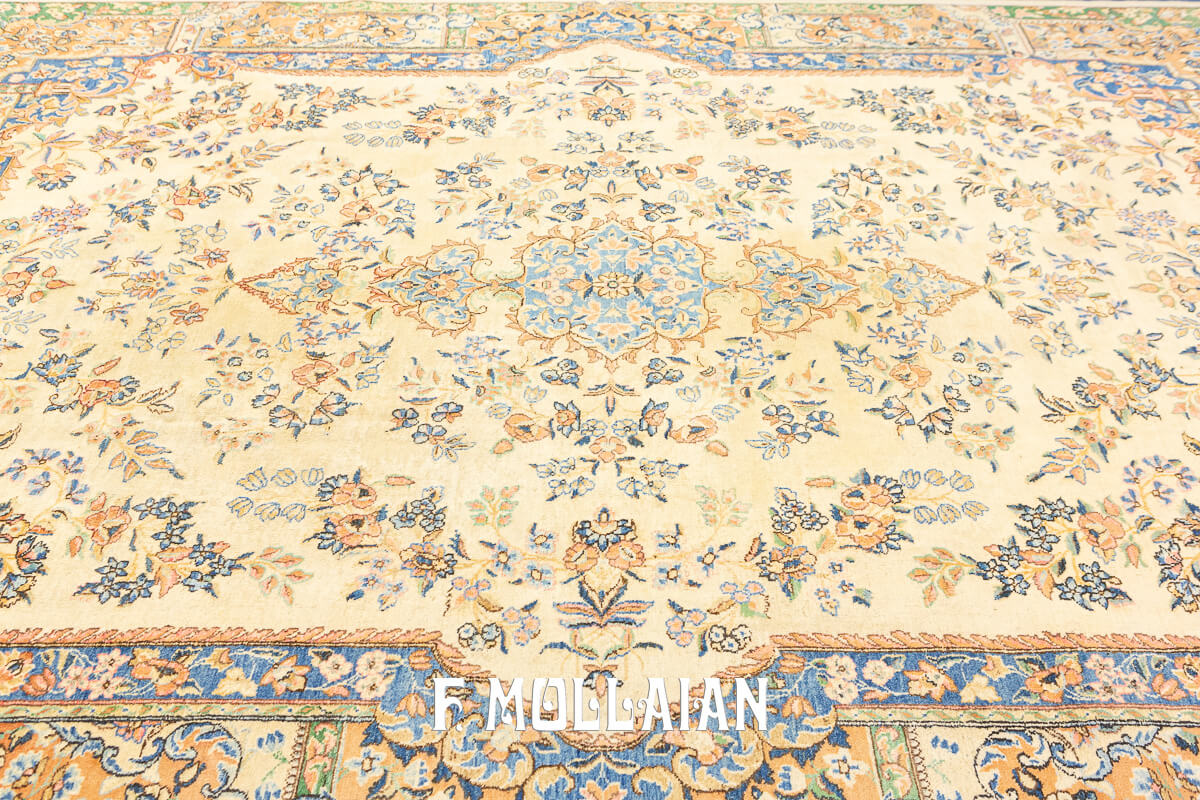 Tapis Kerman Couleur Beige/Bleu n°:88097563
